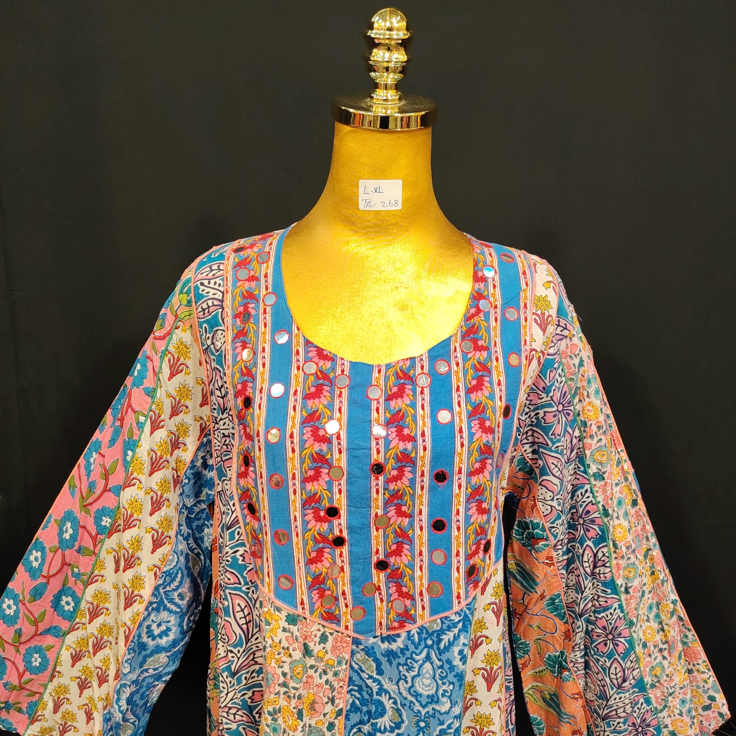 L/XL Malaysia Printed Cotton Dress 57" Long Jalabiya TN 268