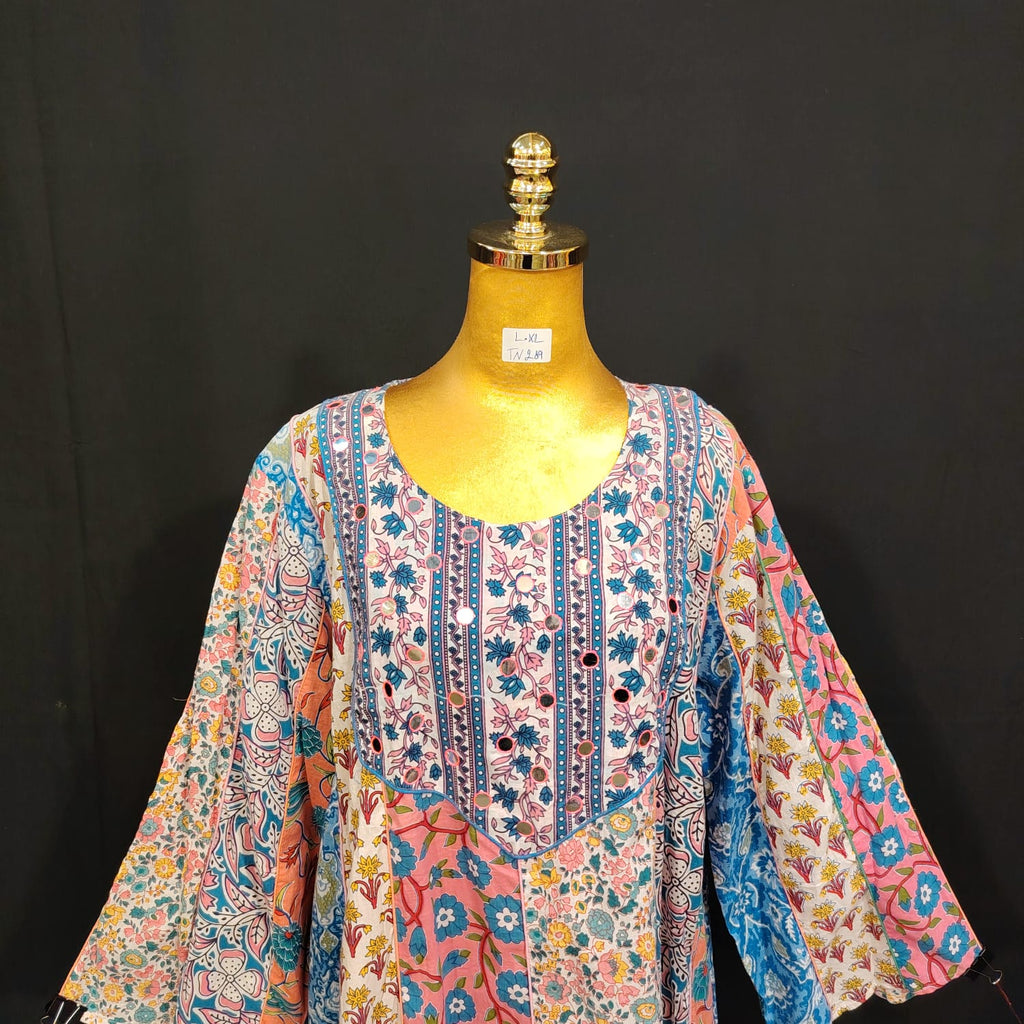 L/XL Malaysia Printed Cotton Dress 57" Long Jalabiya TN 289