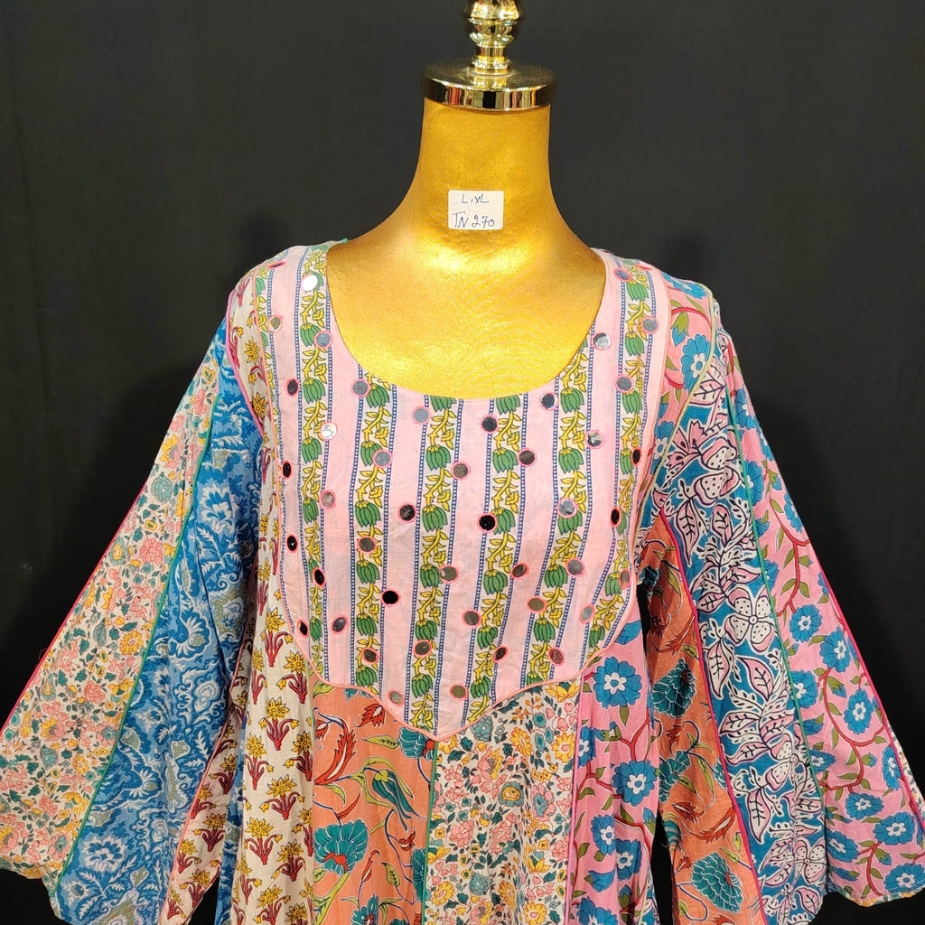 L/XL Malaysia Printed Cotton Dress 57" Long Jalabiya TN 270
