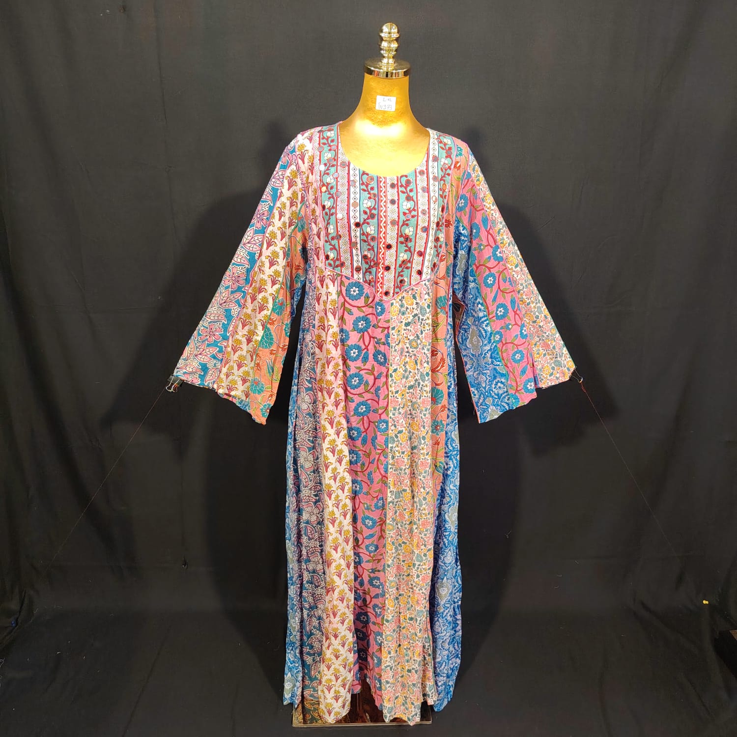 L/XL Malaysia Printed Cotton Dress 57" Long Jalabiya TN 273