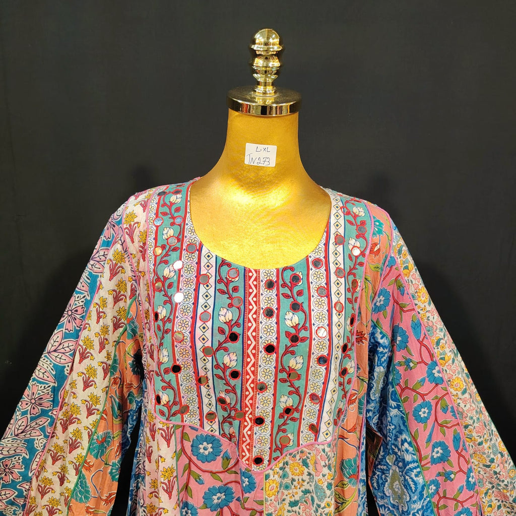 L/XL Malaysia Printed Cotton Dress 57" Long Jalabiya TN 273