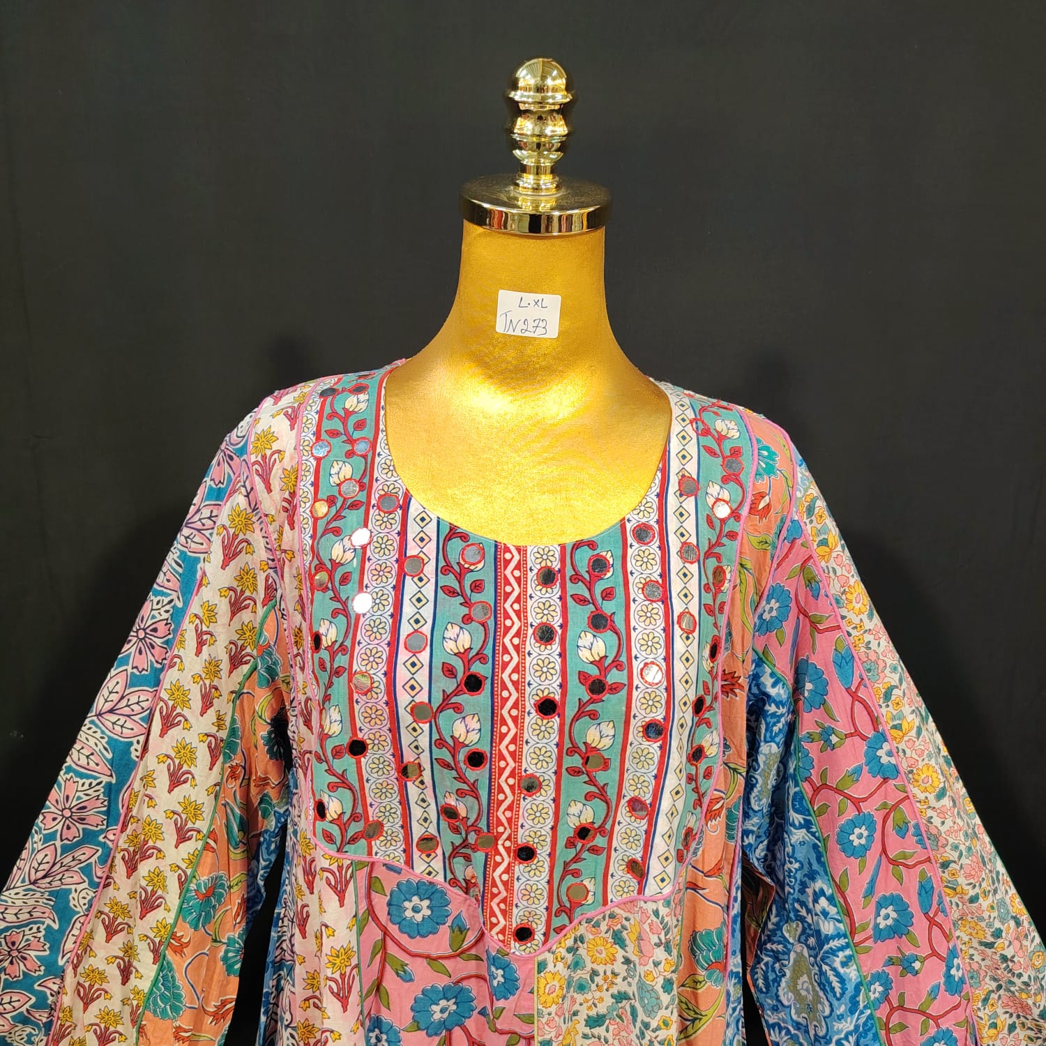 L/XL Malaysia Printed Cotton Dress 57" Long Jalabiya TN 273