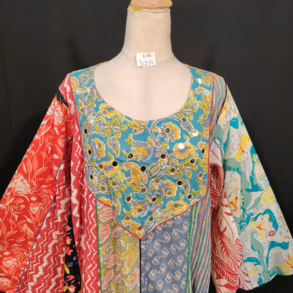 L/XL Malaysia Printed Cotton Dress 57" Long Jalabiya TN 274