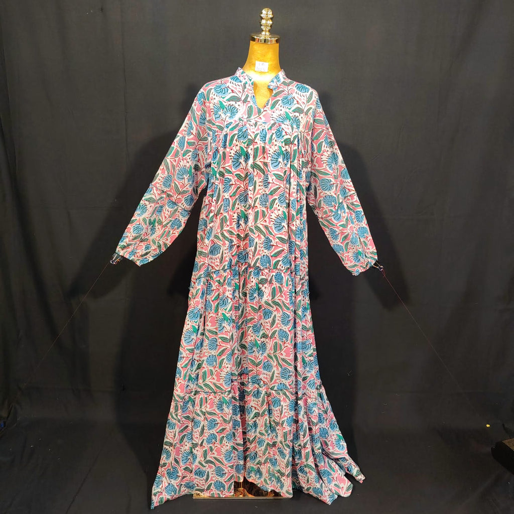 L/XL Ziya Printed Cotton Dress 57" Long Jalabiya TN 276