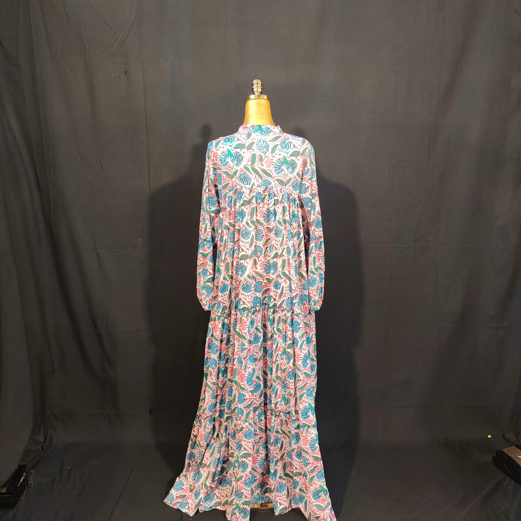 L/XL Ziya Printed Cotton Dress 57" Long Jalabiya TN 276