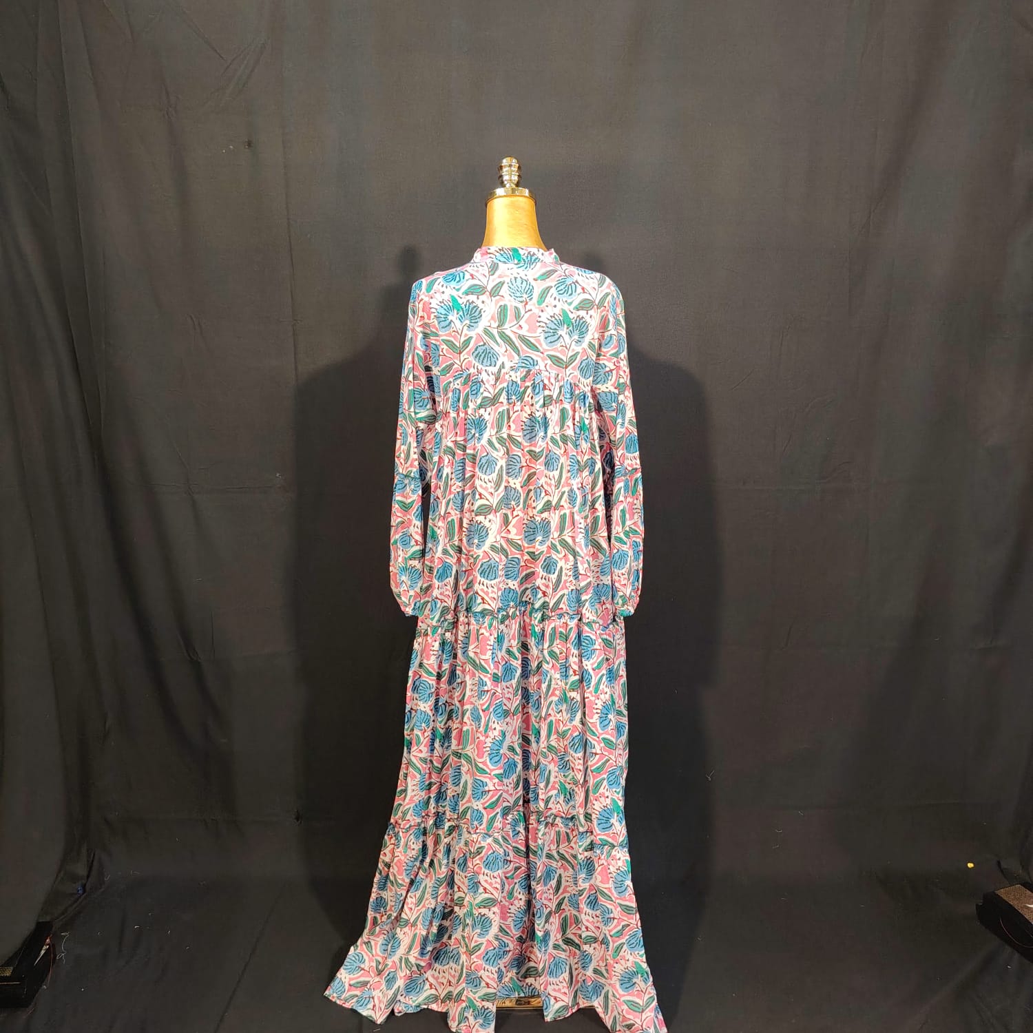 L/XL Ziya Printed Cotton Dress 57" Long Jalabiya TN 276