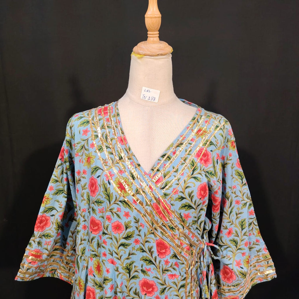 L/XL Priam Printed Cotton Dress 57" Long Jalabiya TN 278