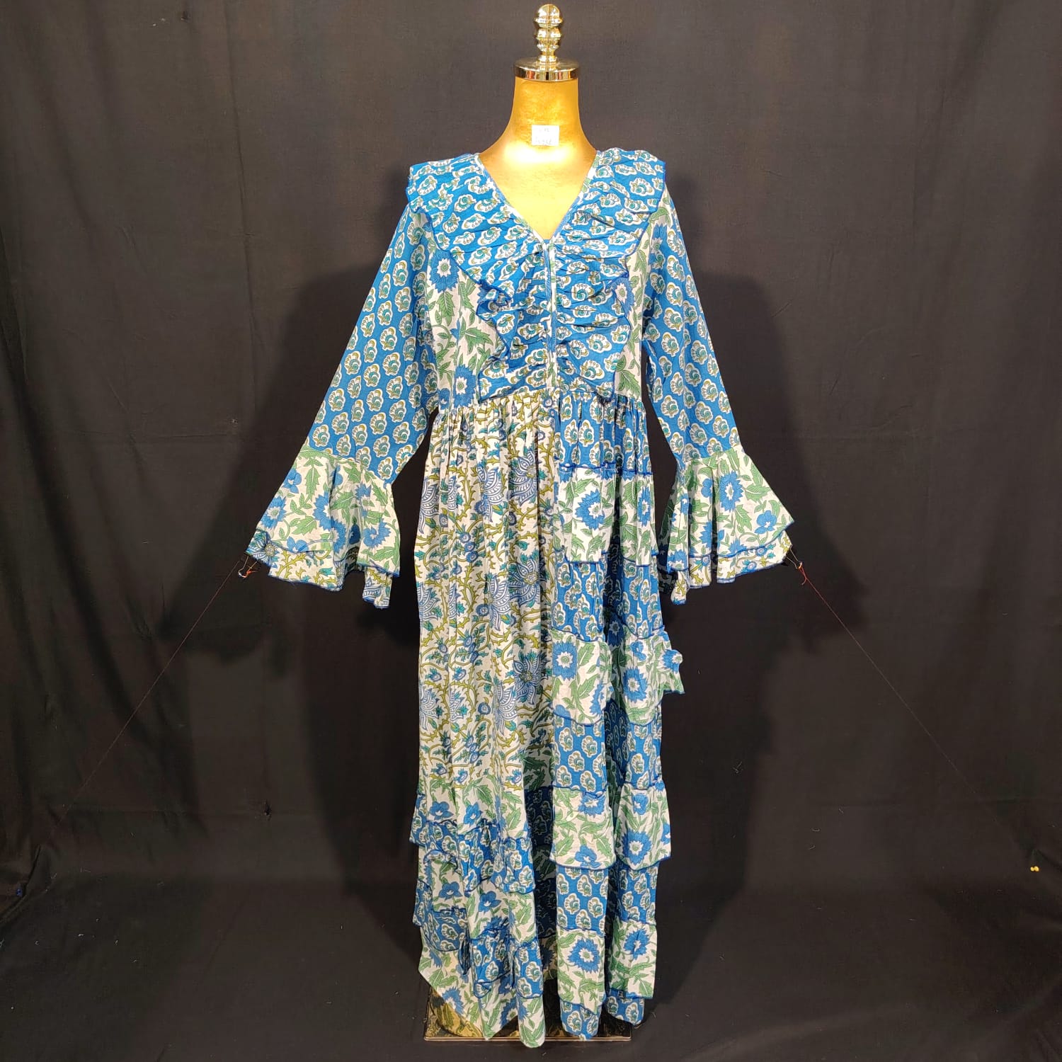 L/XL Saba Printed Cotton Dress 57" Long Jalabiya TN 281