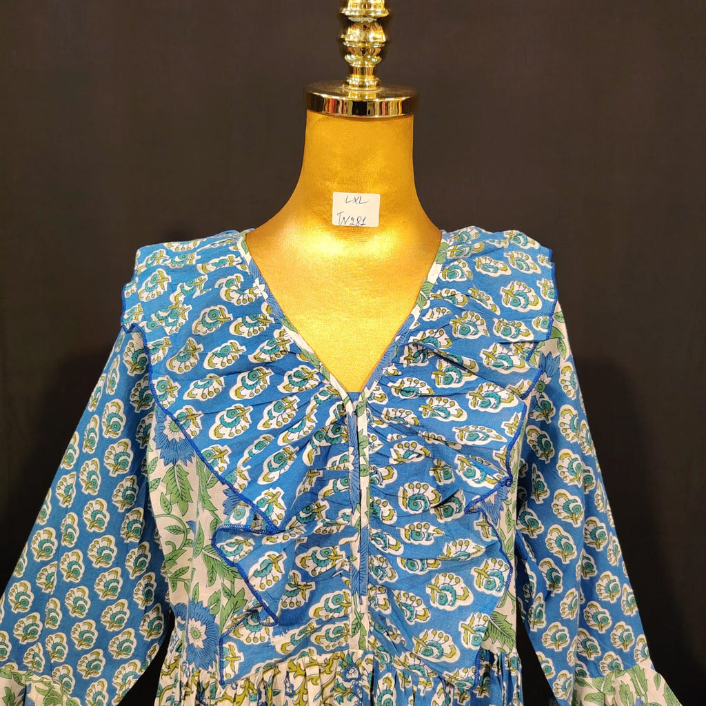 L/XL Saba Printed Cotton Dress 57" Long Jalabiya TN 281