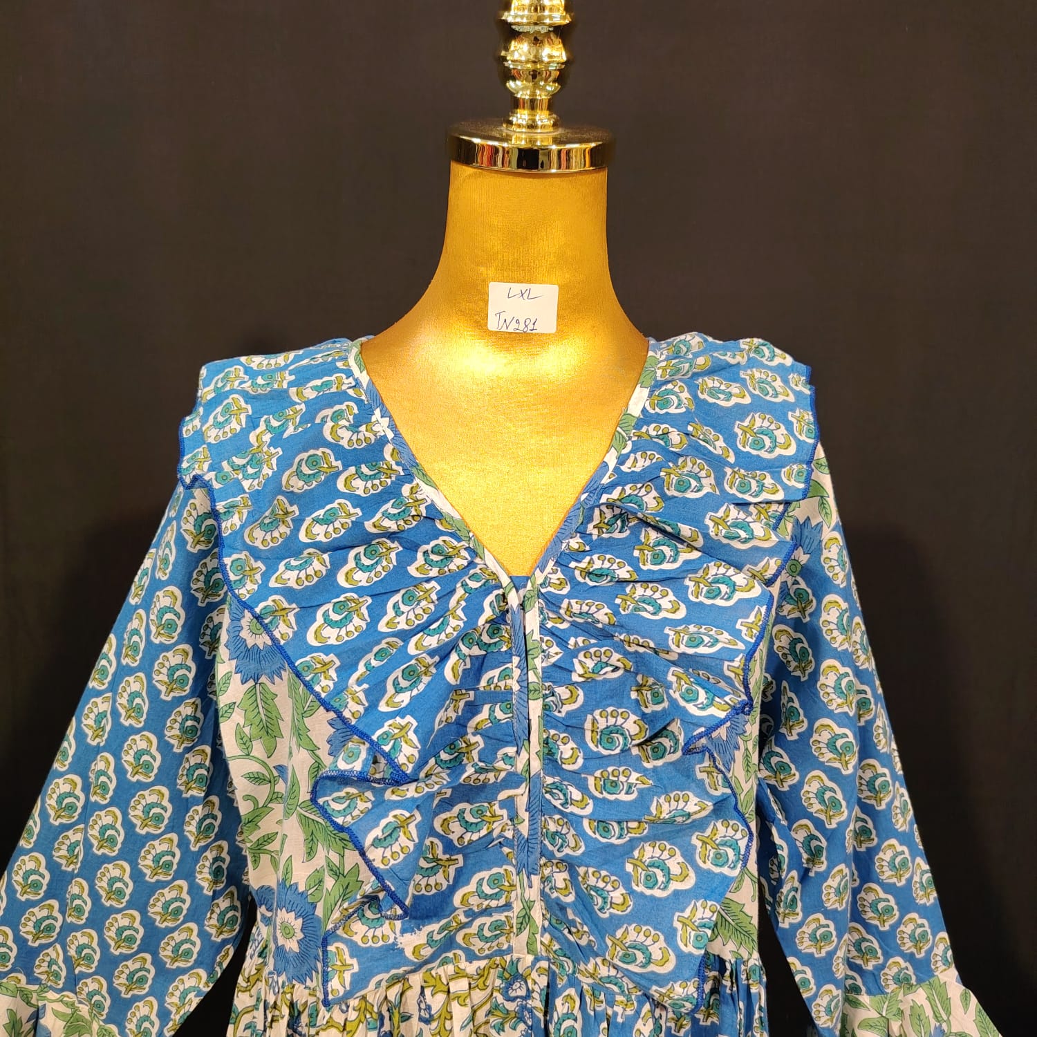 L/XL Saba Printed Cotton Dress 57" Long Jalabiya TN 281