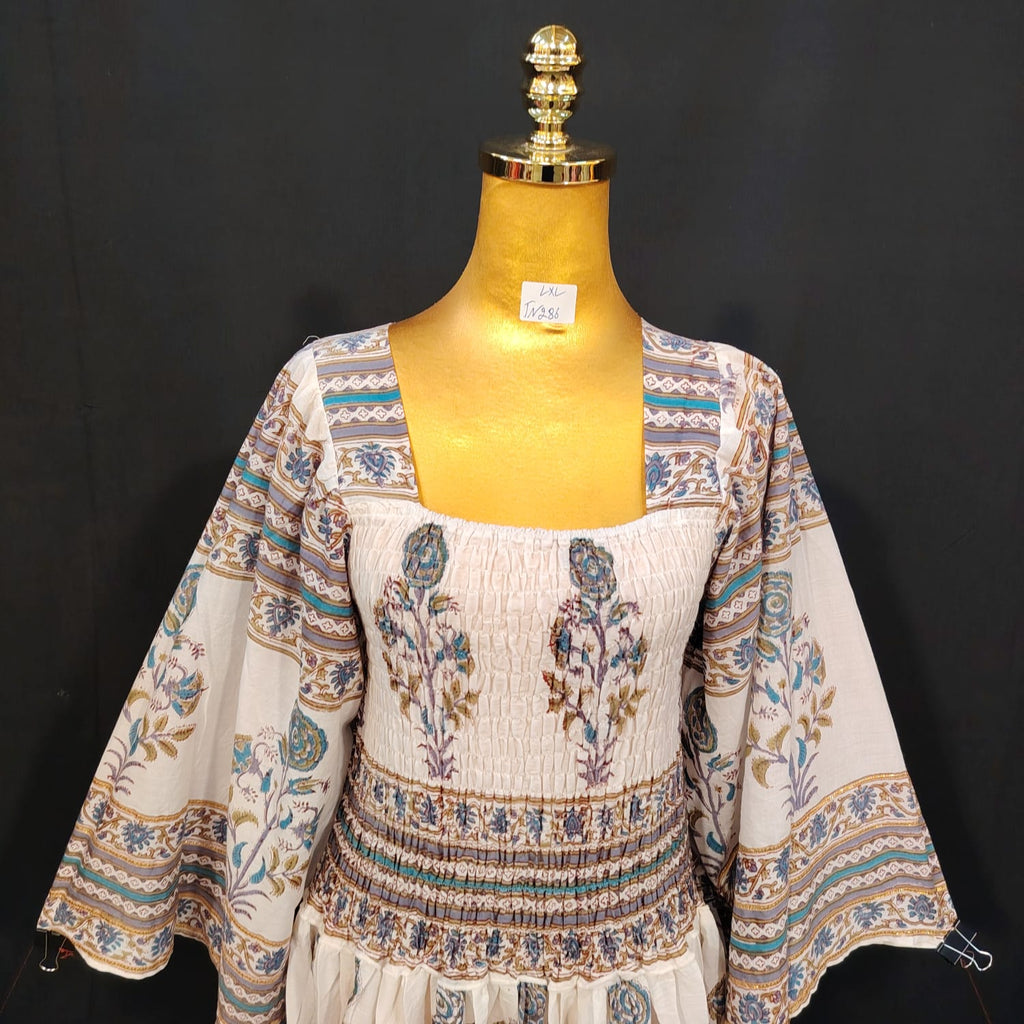 L/XL Elzina Printed Cotton Dress 57" Long Jalabiya TN 286