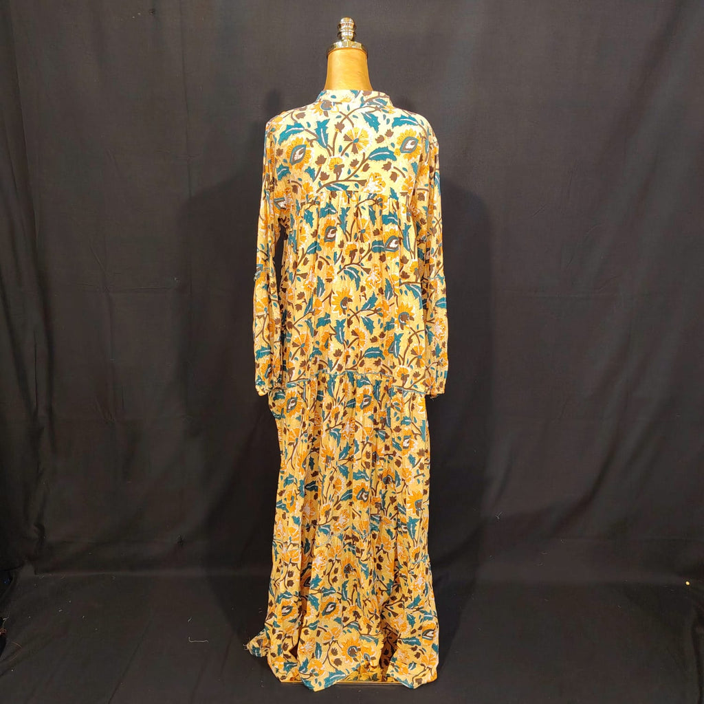 L/XL Ziya Printed Cotton Dress 57" Long Jalabiya TN 289