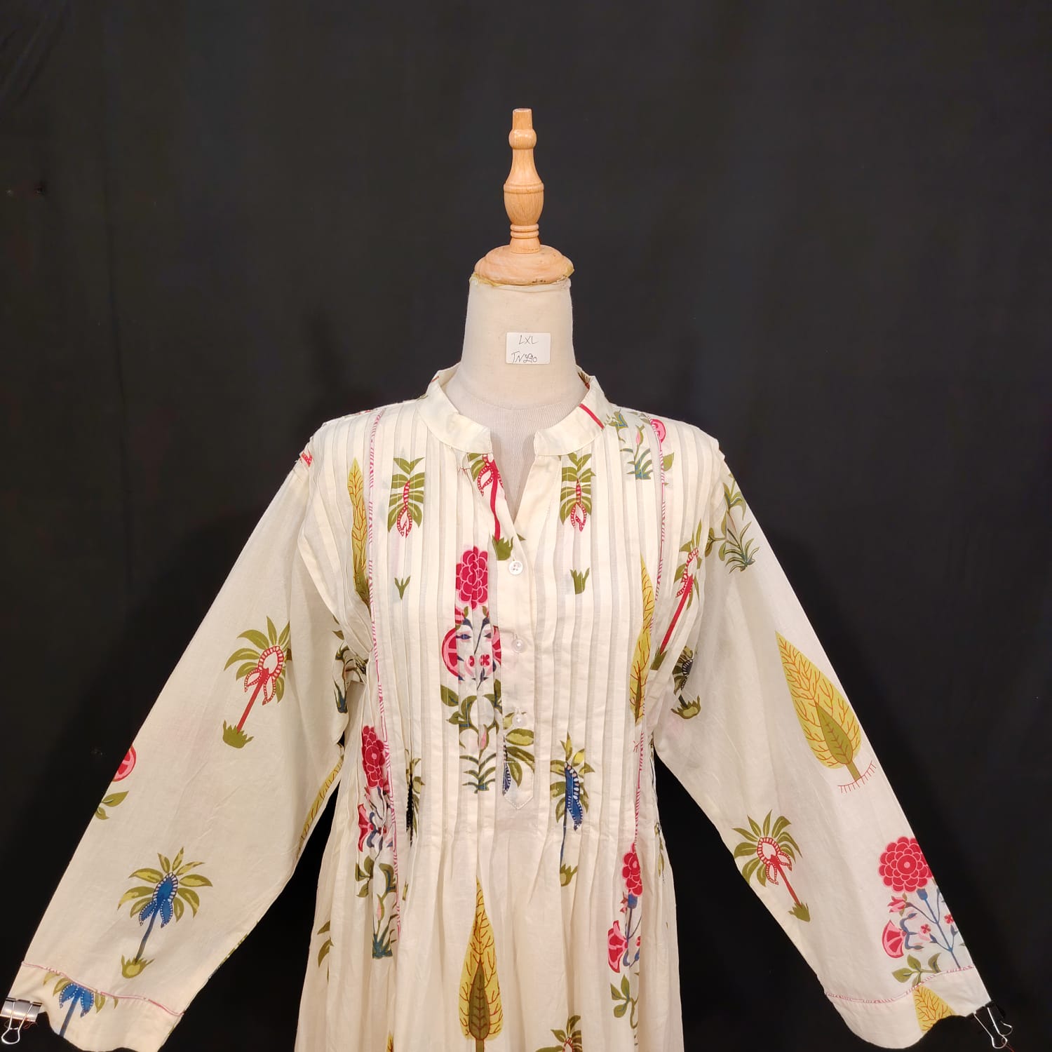 L/XL Afra Printed Cotton Dress 57" Long Jalabiya TN 290