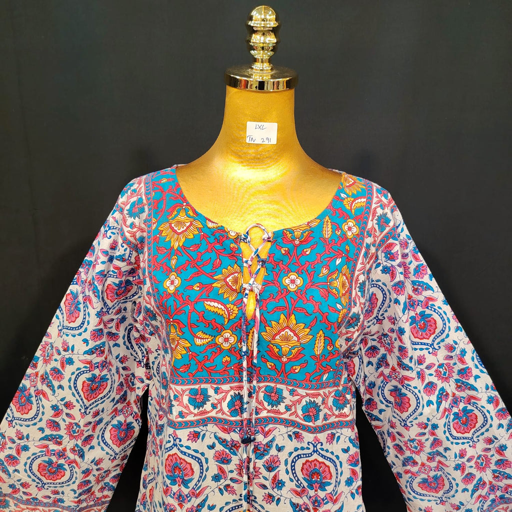 L/XL Anaya Printed Cotton Dress 57" Long Jalabiya TN 291