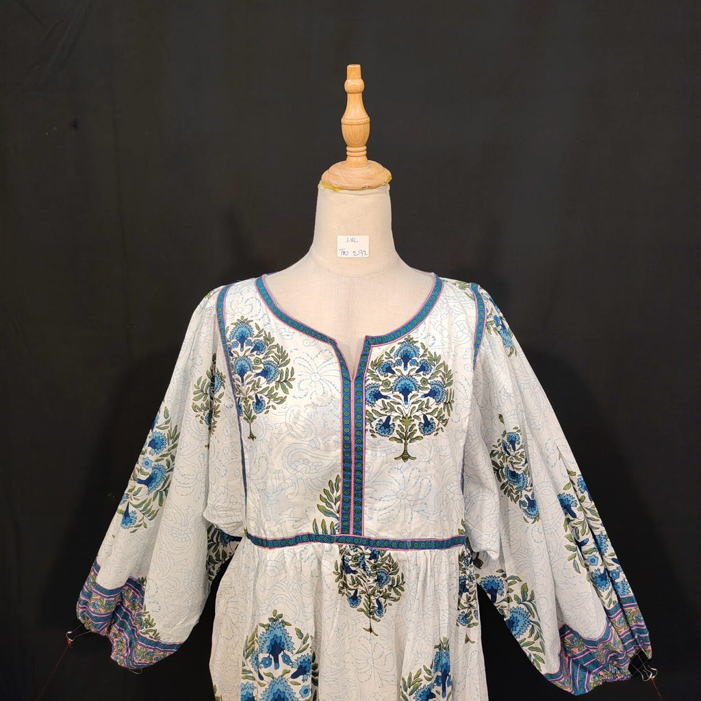 L/XL Faiqa Printed Cotton Dress 57" Long Jalabiya TN 292
