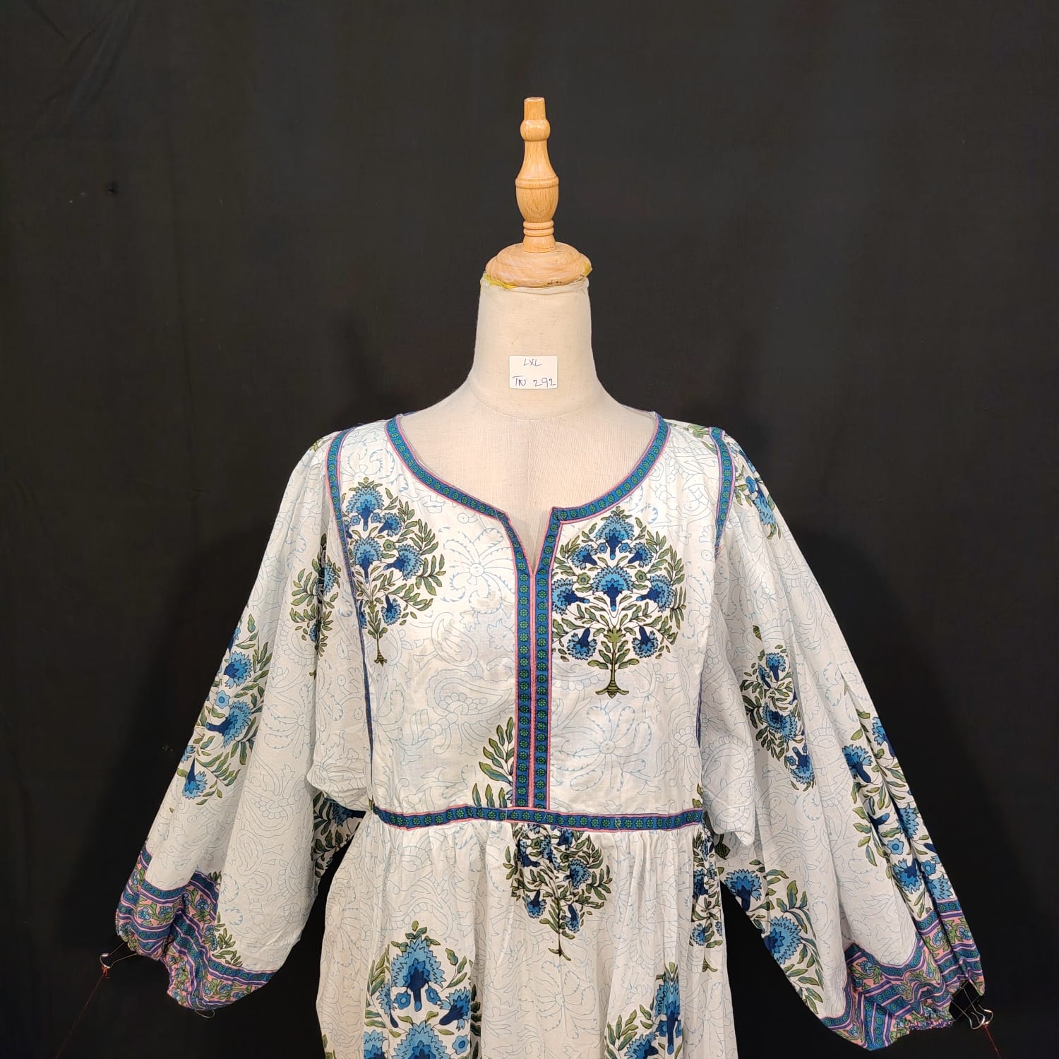 L/XL Faiqa Printed Cotton Dress 57" Long Jalabiya TN 292