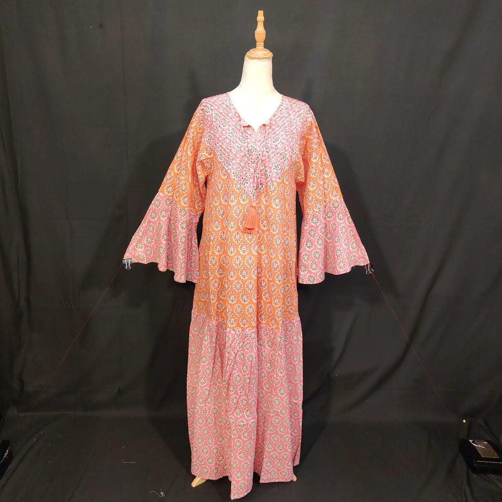 L/XL Adn Printed Cotton Dress 57" Long Jalabiya TN 294