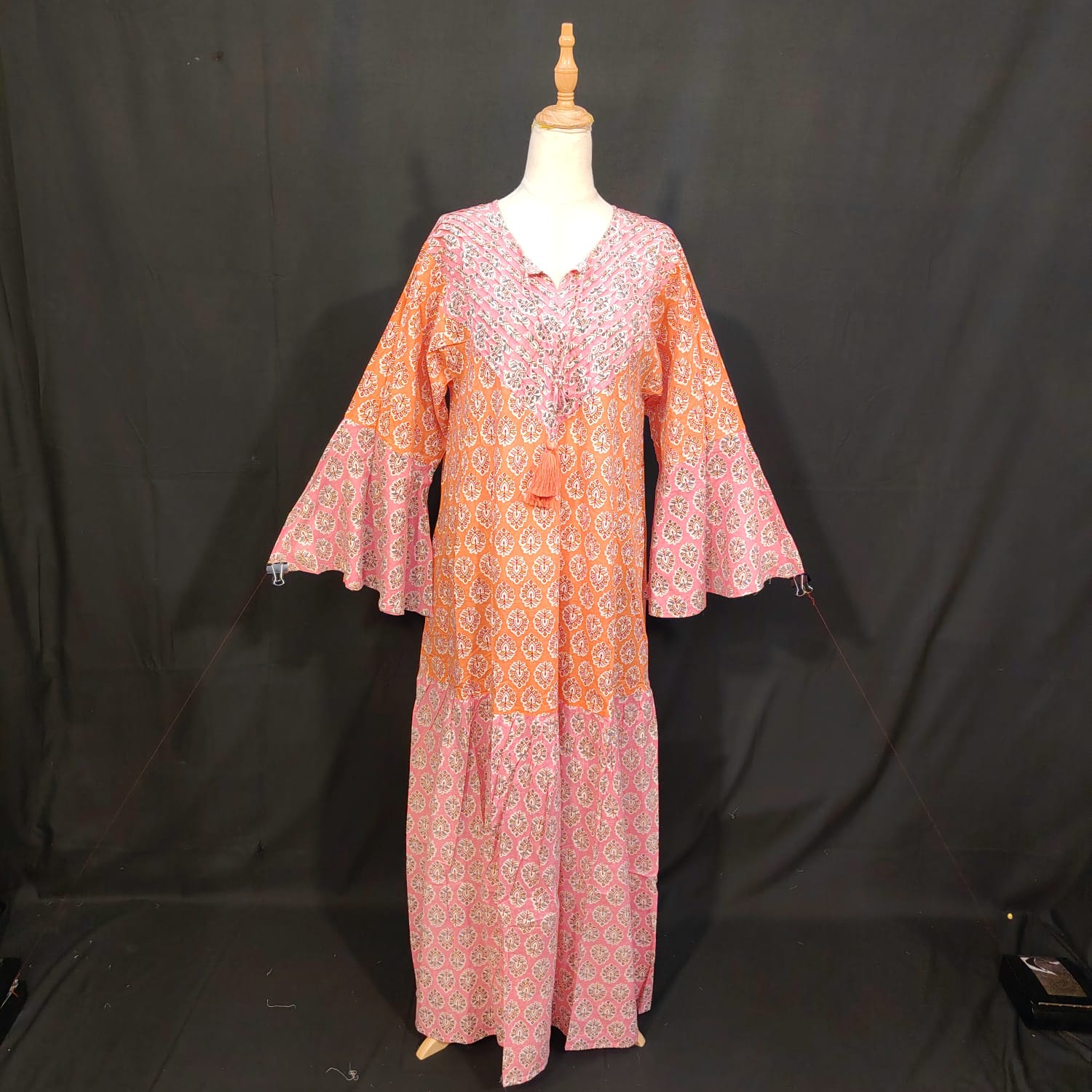 L/XL Adn Printed Cotton Dress 57" Long Jalabiya TN 294