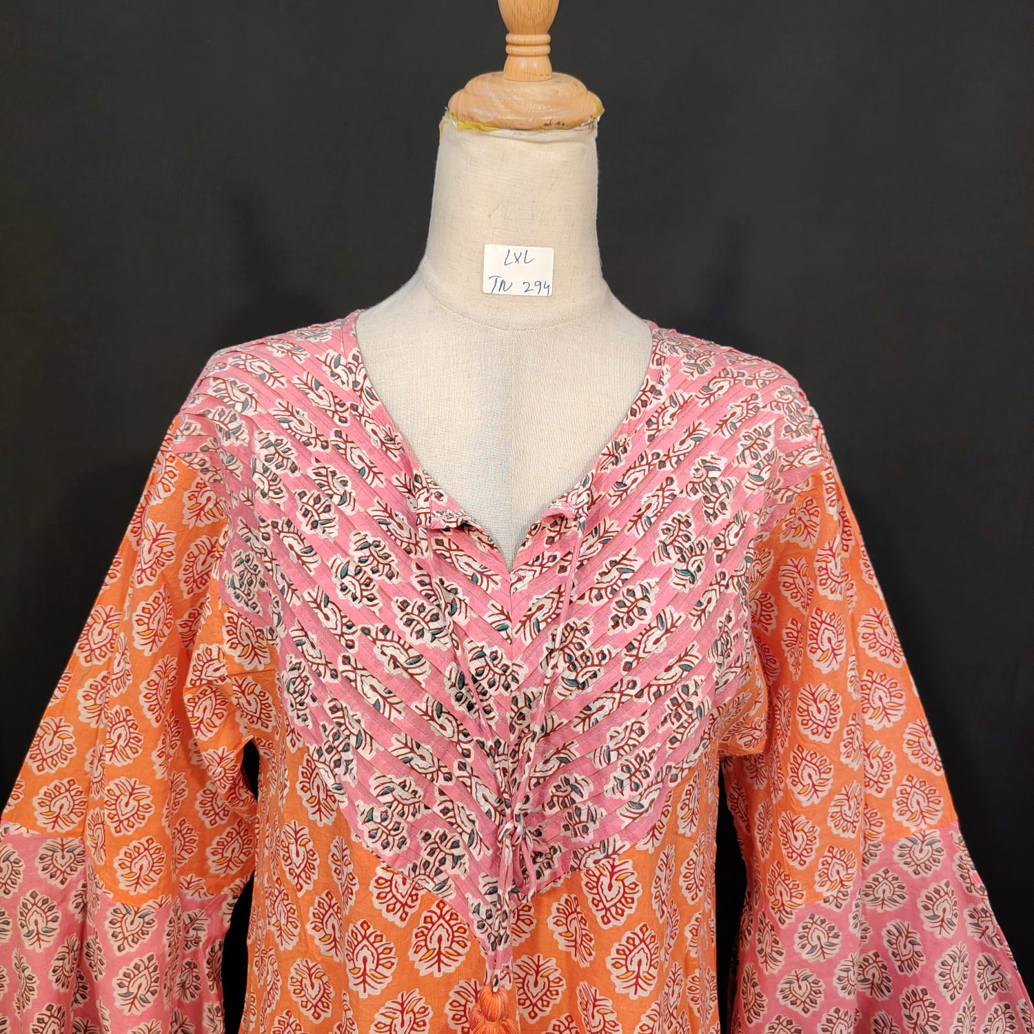 L/XL Adn Printed Cotton Dress 57" Long Jalabiya TN 294