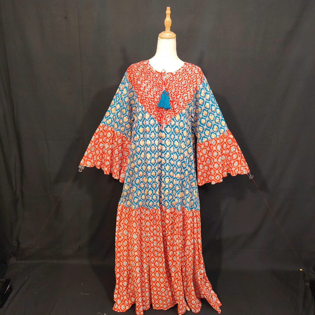 L/XL Adn Printed Cotton Dress 57" Long Jalabiya TN 296