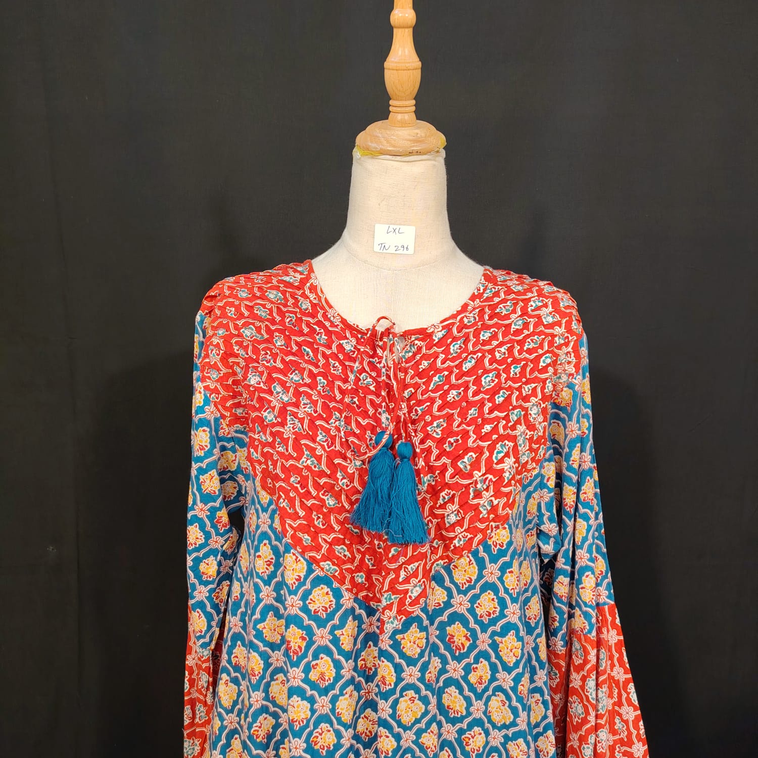 L/XL Adn Printed Cotton Dress 57" Long Jalabiya TN 296