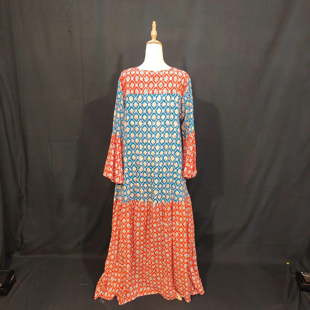 L/XL Adn Printed Cotton Dress 57" Long Jalabiya TN 296