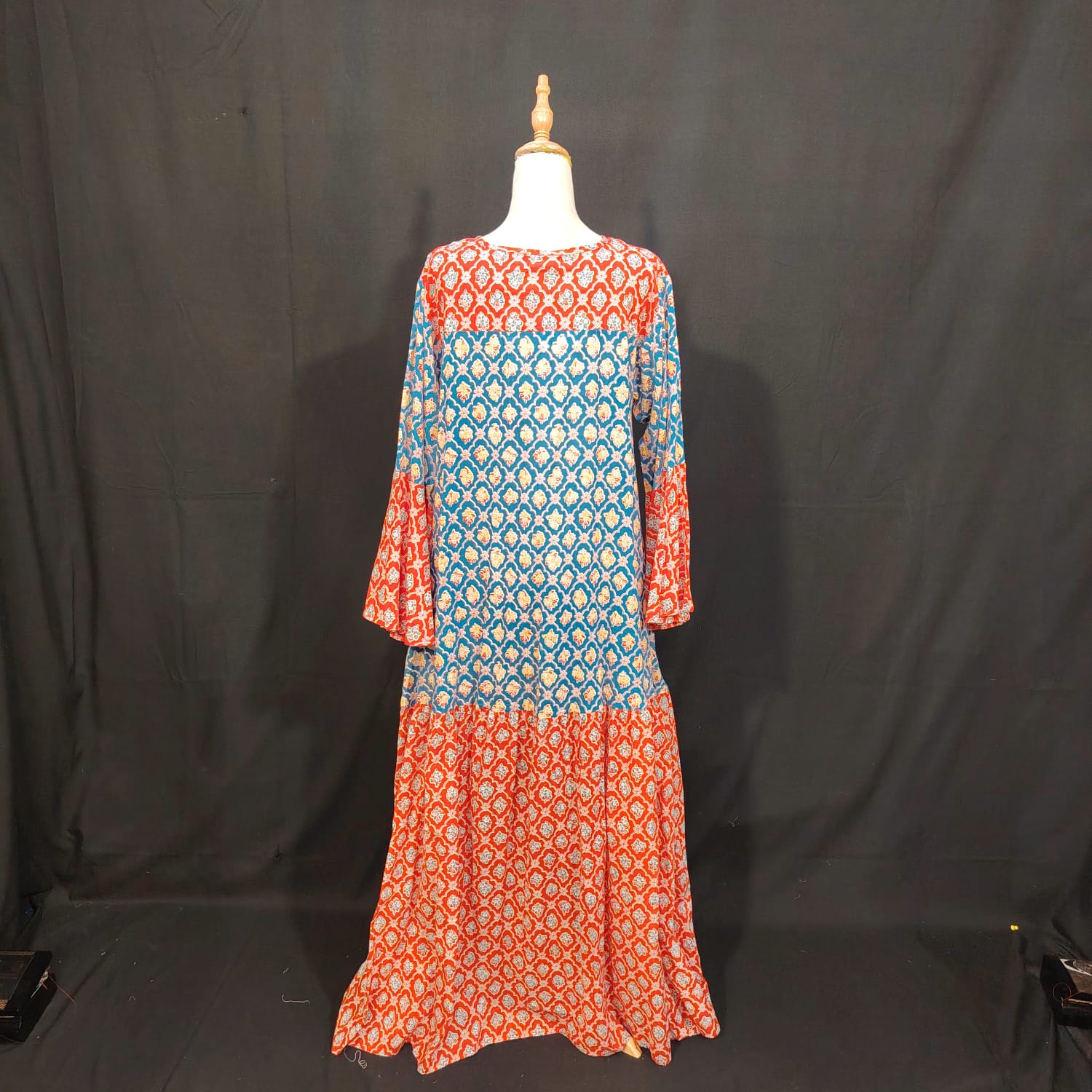 L/XL Adn Printed Cotton Dress 57" Long Jalabiya TN 296