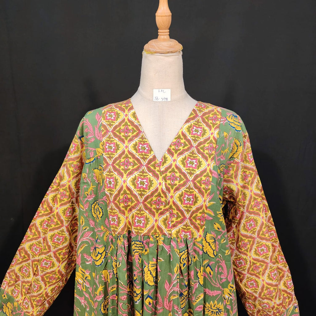 L/XL Yamana Printed Cotton Dress 57" Long Jalabiya TN 298
