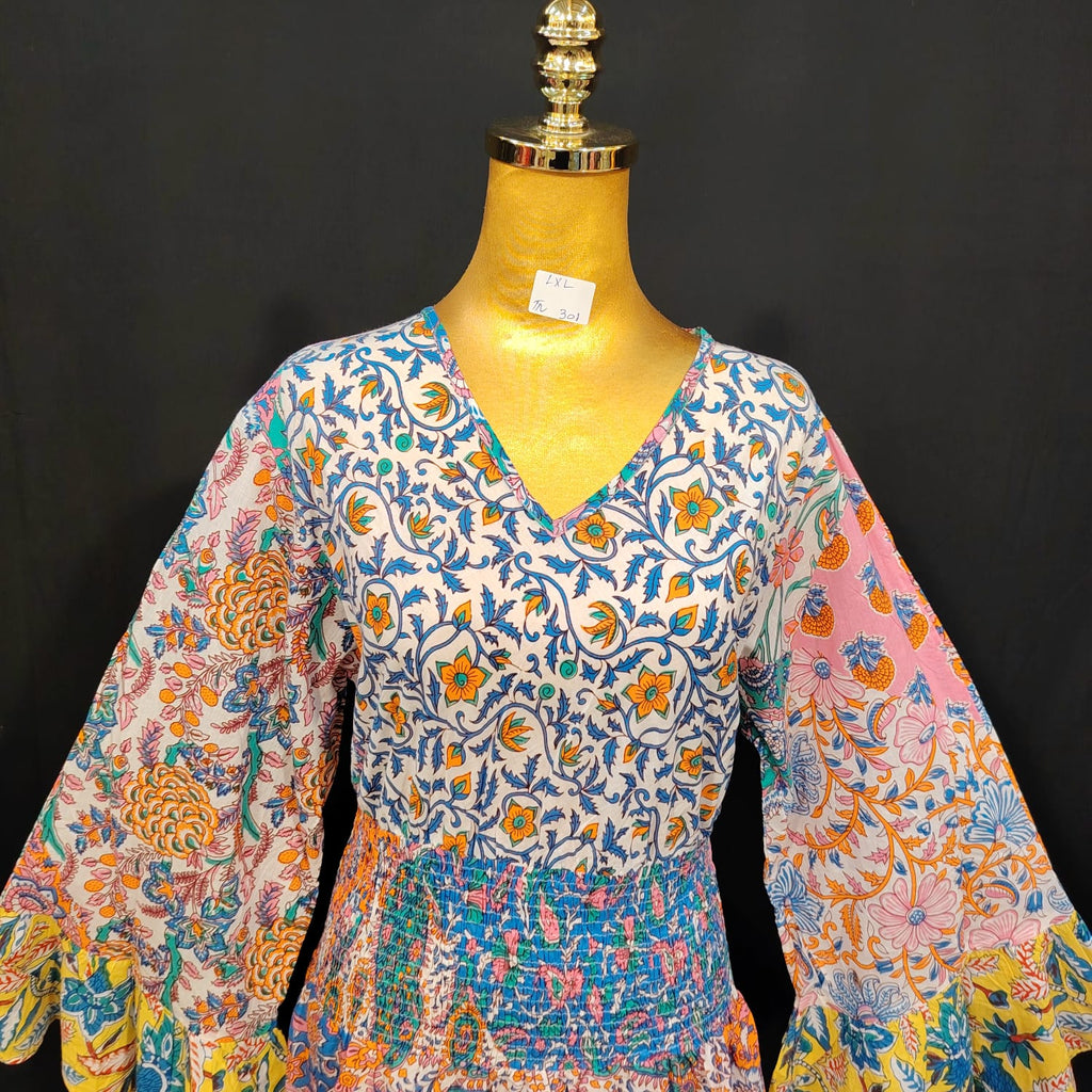L/XL Special Printed Cotton Dress 57" Long Jalabiya TN 301