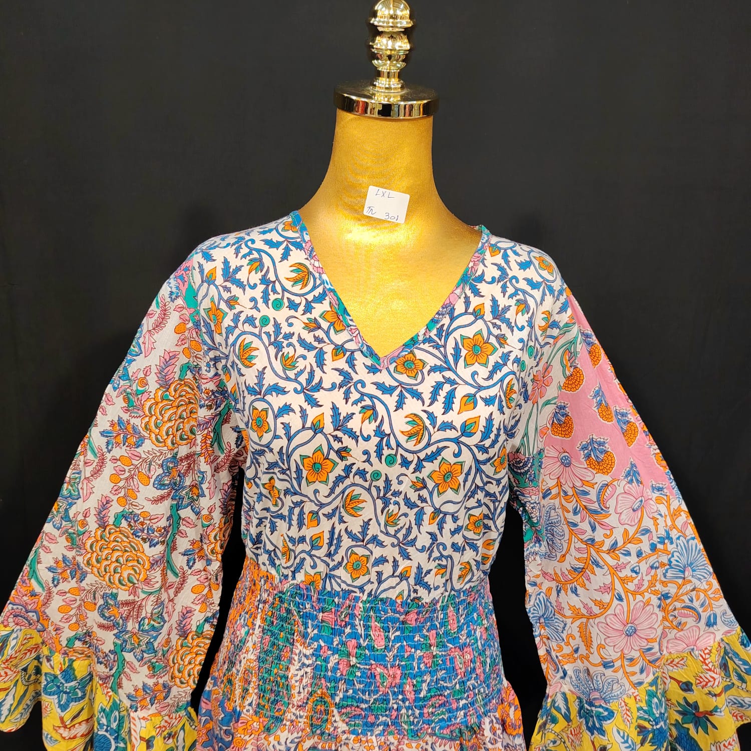 L/XL Special Printed Cotton Dress 57" Long Jalabiya TN 301