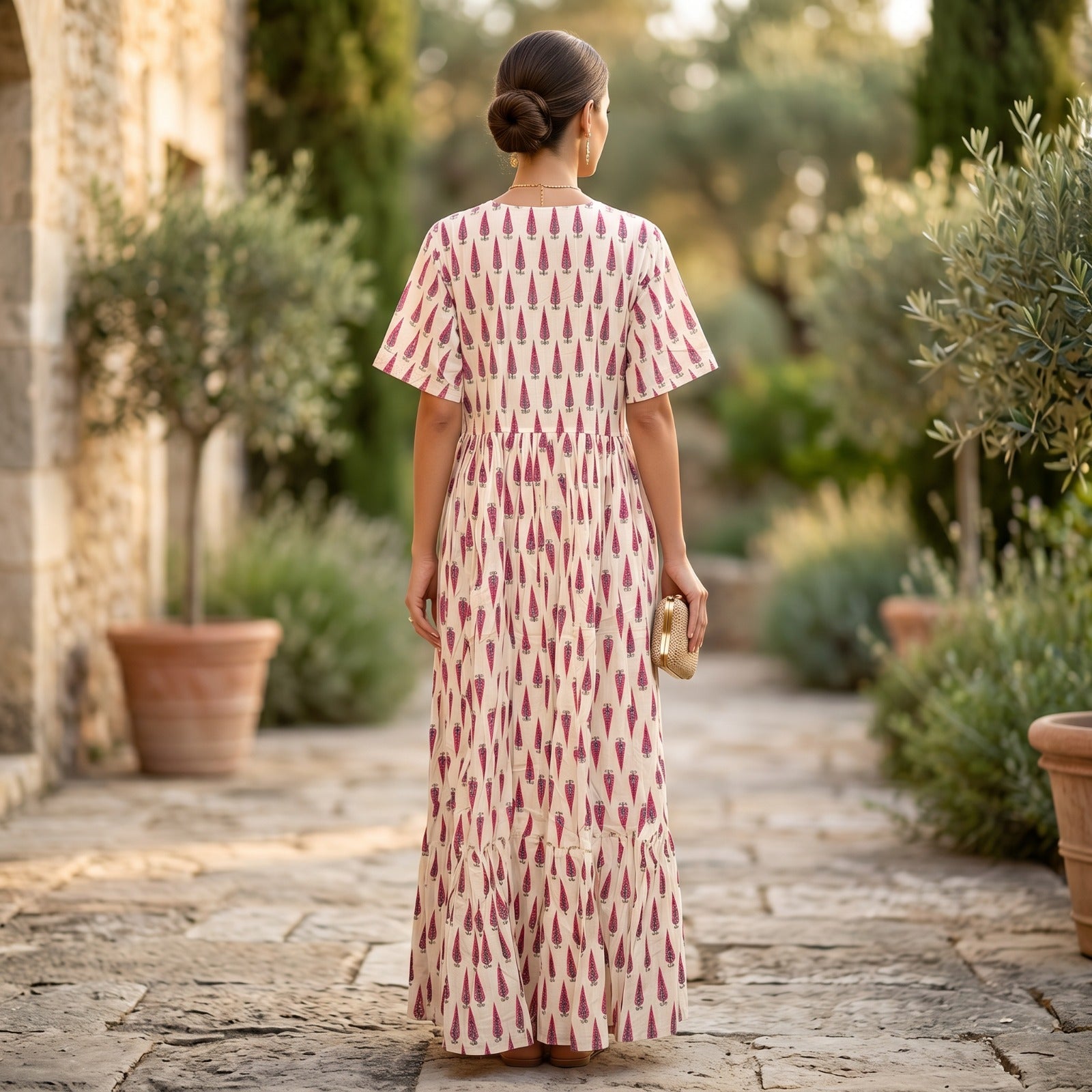 L-XL Manha Crystal Printed Cotton Dress 57" Long Jalabiya RN 281