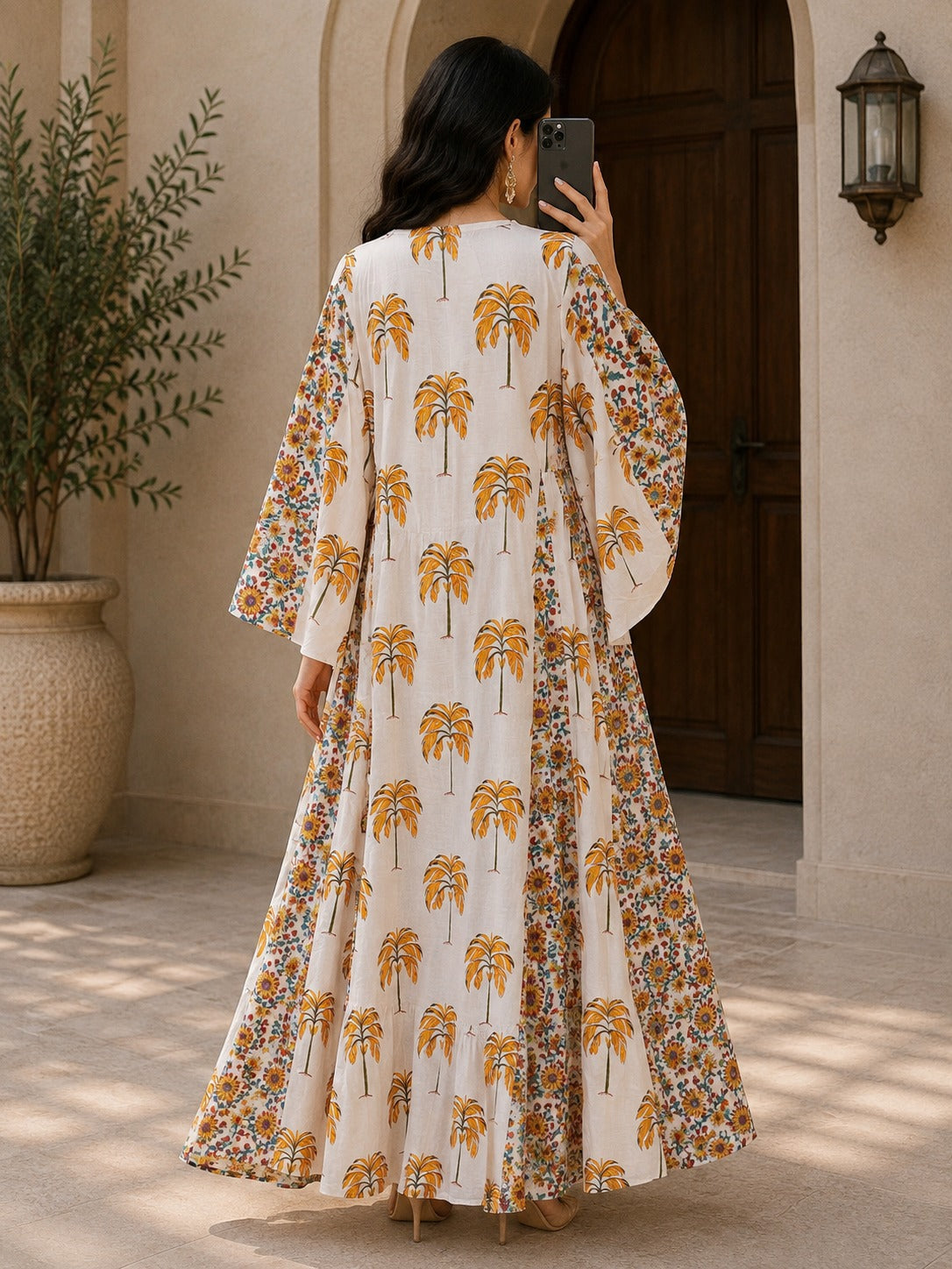 S/M Payal Printed Cotton Long Dress Jalabiya – 57"
