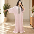 Luxury Silk Jacquard Abaya | Elegant Embroidered Free-Size