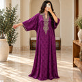 Luxury Silk Jacquard Abaya | Elegant Embroidered Free-Size