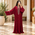 Luxury Silk Jacquard Abaya | Elegant Embroidered Free-Size