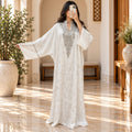 Luxury Silk Jacquard Abaya | Elegant Embroidered Free-Size