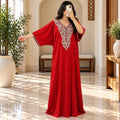 Luxury Silk Jacquard Abaya | Elegant Embroidered Free-Size