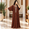 Luxury Silk Jacquard Abaya | Elegant Embroidered Free-Size