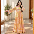 2XL-3XL Afifa Printed Cotton Long Dress Jalabiya – 57"