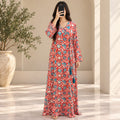 S/M Qifa Crystal Printed Silk Long Dress Jalabiya – 57