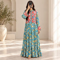 L/XL Safia Silk Crystal Printed Dress 57" Long Jalabiya