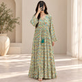 L/XL Ari Silk Crystal Printed Dress 57" Long Jalabiya