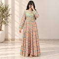 S/M Safia Silk Printed Long Dress Jalabiya – 57