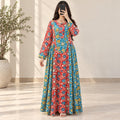 LXL Suf Silk Crystal Printed Dress 57" Long Jalabiya