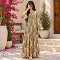 L-XL Rania Crystal Printed Cotton Dress 57" Long Jalabiya