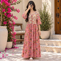 S/M Rahaf Crystal Printed Cotton Long Dress Jalabiya – 57