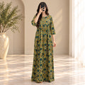 S/M Nahla Crystal Printed Cotton Long Dress Jalabiya – 57