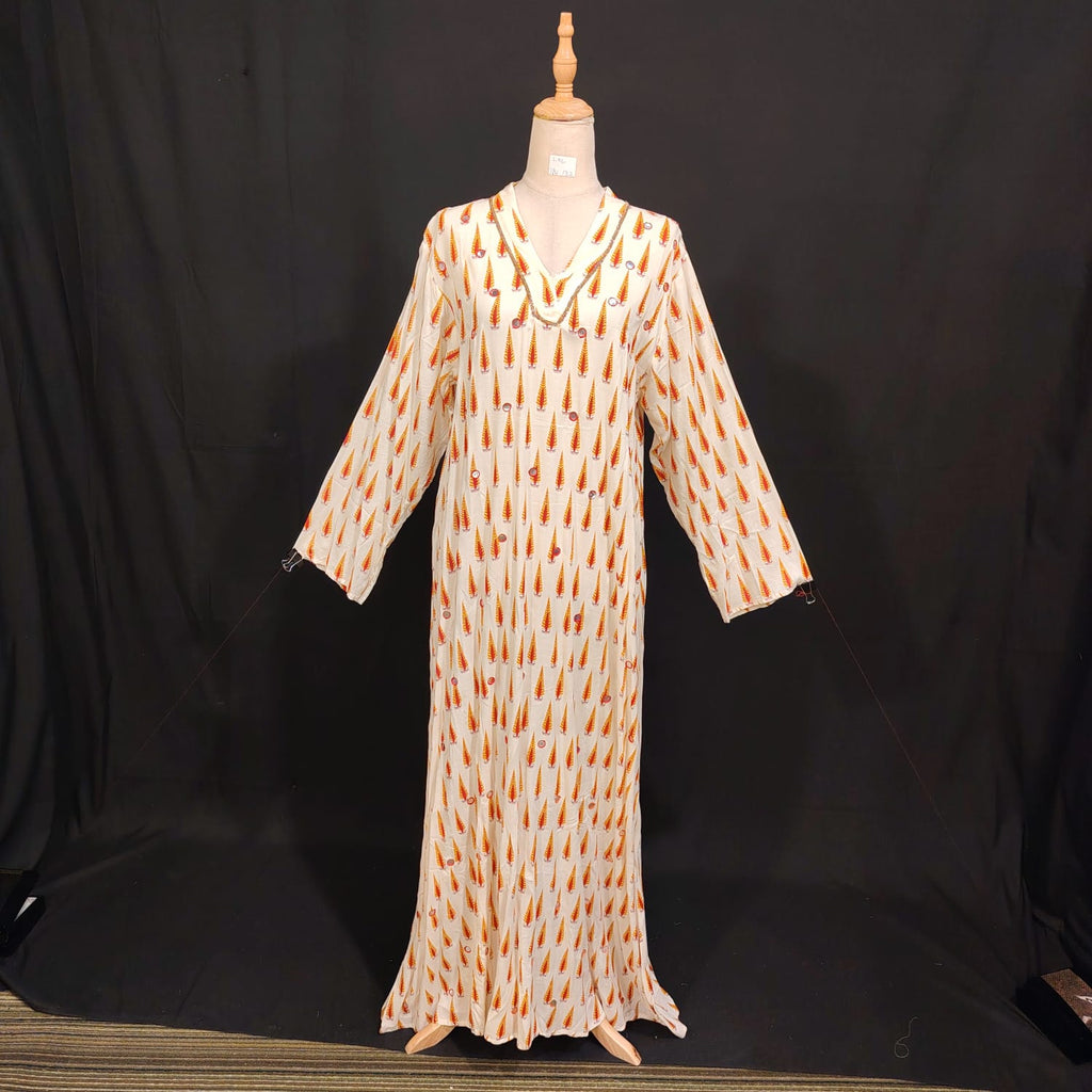 L/XL Teena Printed Cotton Dress 57" Long Jalabiya TN 133