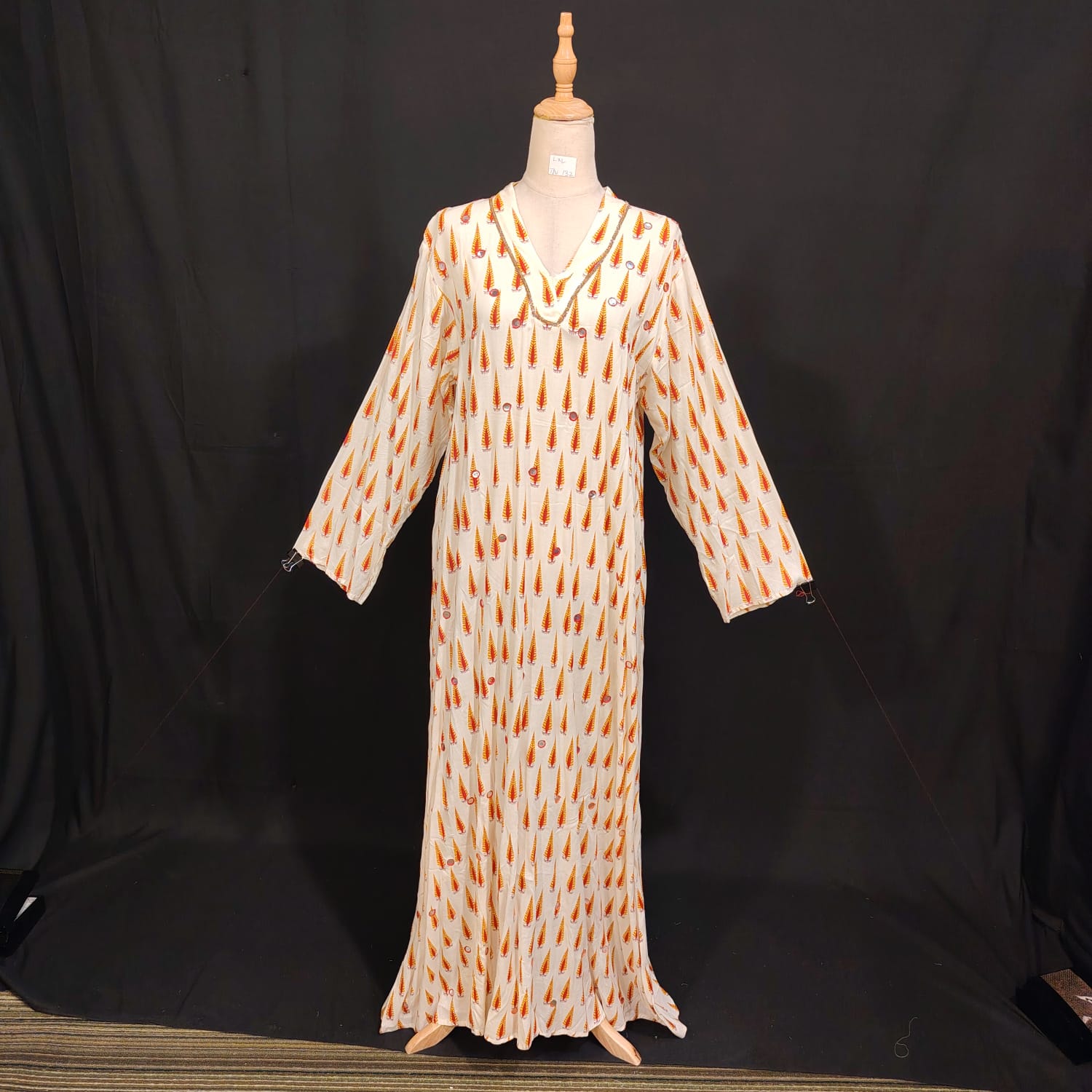 L/XL Teena Printed Cotton Dress 57" Long Jalabiya TN 133