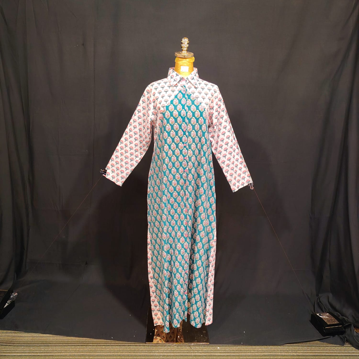 XS/S Honey Printed Cotton Dress 54" Long Jalabiya TN 97